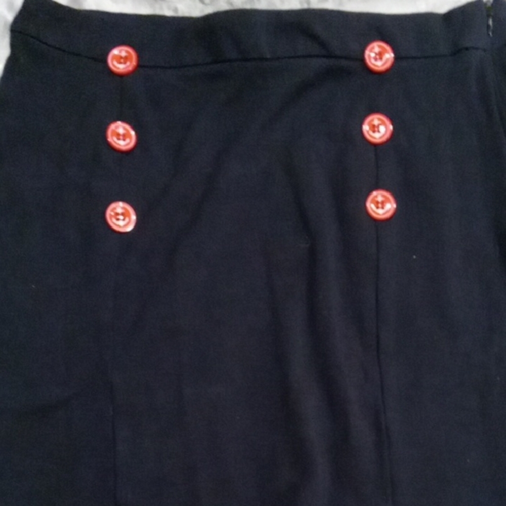 Sourpuss Navy Blue Pin Up Stretchy Pencil Skirt